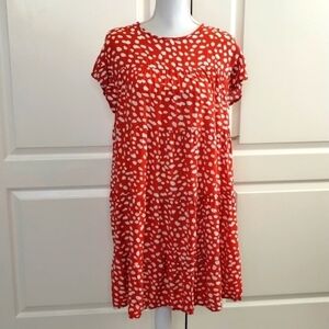 Cupshe The Gianna Dress women's Large dark orange spotted A-frame tiered dress